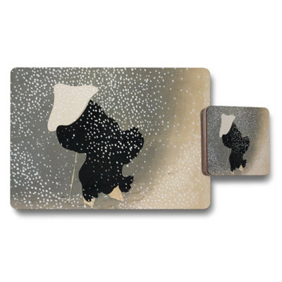 B&Q -  Abstract Silhouette Placemat And Coaster Set With Umbrella Theme