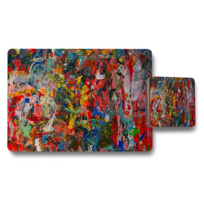 B&Q -  Abstract Paint Splatter Placemat And Coaster Set For Dining Table