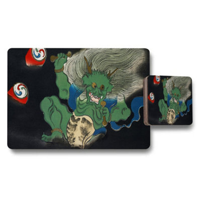 B&Q -  Dragon Themed Placemat And Coaster Set For Dining Table Decor