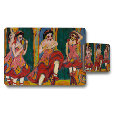 B&Q -  Ballet Dancer Art Print Placemat And Coaster Set In Vibrant Colors