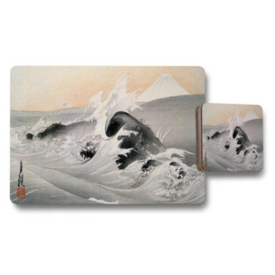 B&Q -  Great Wave Placemats And Coasters Set With Mt Fuji Design