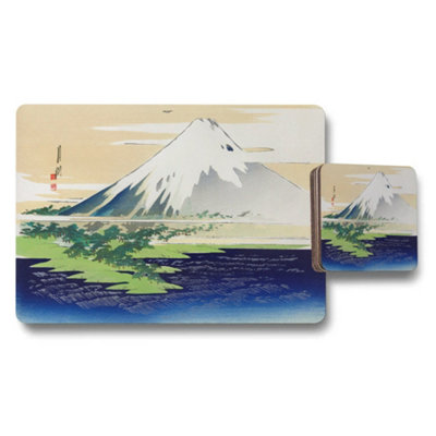 B&Q -  Fuji Mountain Landscape Placemats And Coaster Set With Japanese Style