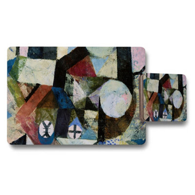 Benjamin Tate Design Abstract Geometric Art Placemat And Coaster Set With Modern Cubist Design from B&Q
