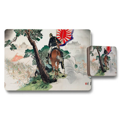 Benjamin Tate Design Historic War Scene Placemats And Coaster Set With Vintage Artwork from B&Q