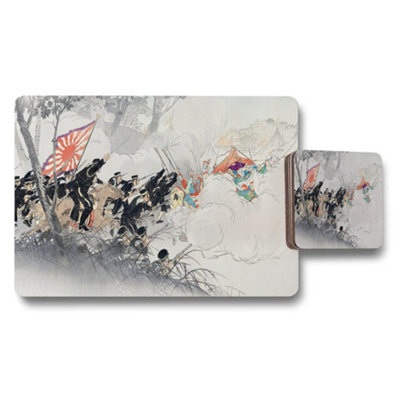 B&Q -  Placemat And Coaster Set Featuring Traditional Battle Scene Artwork
