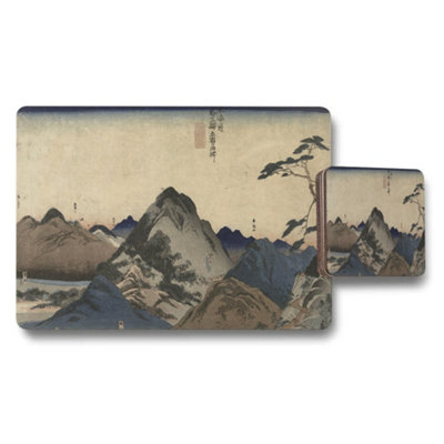 B&Q -  Ukiyoe Mountain Landscape Placemat And Coaster Set For Table