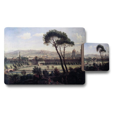 B&Q -  Rome Cityscape Placemat And Coaster Set With Landscape Art