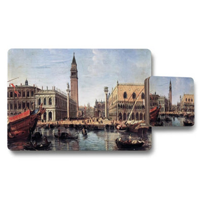 B&Q -  Venice Cityscape Placemat And Coaster Set With Grand Canal View