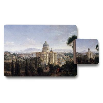 B&Q -  Placemat Coaster Set With Roman Cityscape Artwork Print