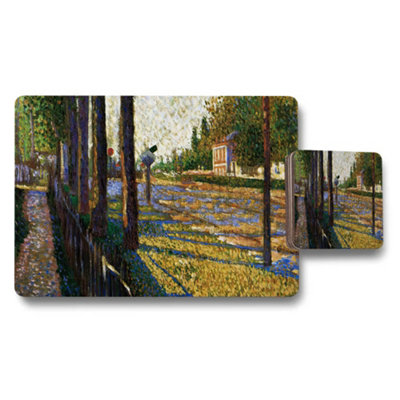 Benjamin Tate Design Impressionist Landscape Placemat And Coaster Set With Garden Path Scene from B&Q