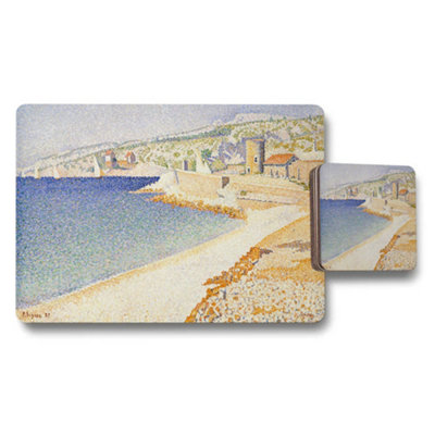 B&Q -  Seaside Harbor Pointillist Art Placemats And Coasters Set