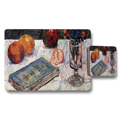 Benjamin Tate Design Still Life Placemats And Coasters Set With Fruit Vase Artwork from B&Q