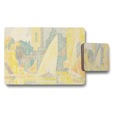 Benjamin Tate Design Pastel Cityscape Placemat And Coaster Set For Dining Tables from B&Q