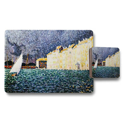 Benjamin Tate Design Impressionist Harbor Scene Placemats And Coaster Set from B&Q