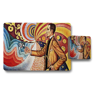 B&Q -  Colorful Abstract Art Placemat And Coaster Set For Dining Table Decor