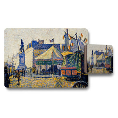 B&Q -  Impressionist Style Market Scene Placemats And Coasters Set