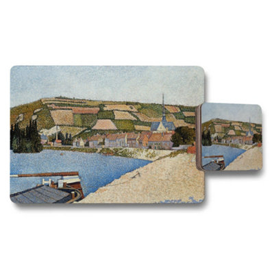 Benjamin Tate Design Scenic River Town Placemat And Coaster Set Artwork For Tabletop Decor from B&Q