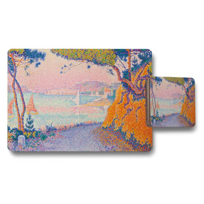 Benjamin Tate Design Impressionist Seascape Placemat And Coaster Set For Dining