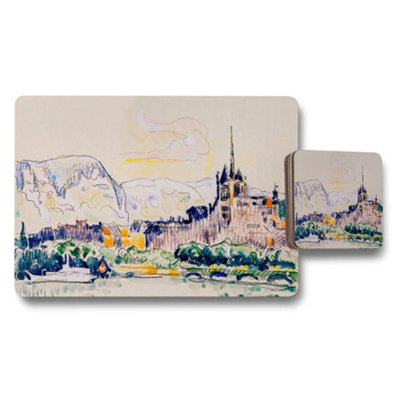 Benjamin Tate Design Impressionist Cityscape Placemat And Coaster Set River Landscape from B&Q