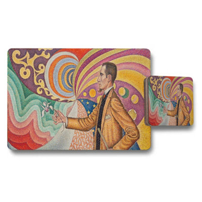 Benjamin Tate Design Psychedelic Art Placemat And Coaster Set With Gentleman Illustration from B&Q