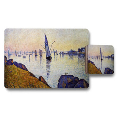 B&Q -  Harbor Sunset Sailboat Scene Placemat And Coaster Set