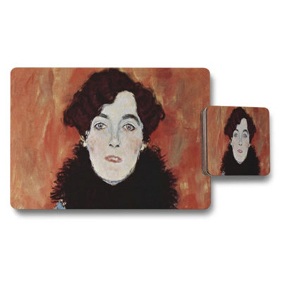 B&Q -  Portrait Of A Woman Art Placemat And Coaster Set For Table Decor