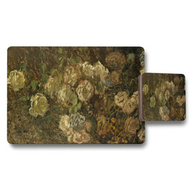 B&Q -  Impressionist Floral Placemat And Coaster Set For Table Decor