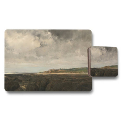 B&Q -  Premium Coastal Cliff Landscape Placemats And Coaster Set