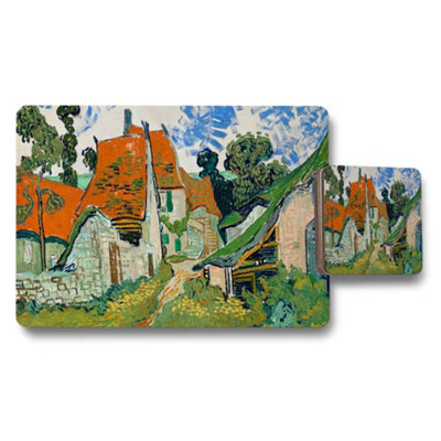 Benjamin Tate Design Impressionist Village Placemat And Coaster Set With Colorful Artwork from B&Q