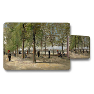 Benjamin Tate Design Impressionist Park Scene Placemats And Coaster Set from B&Q