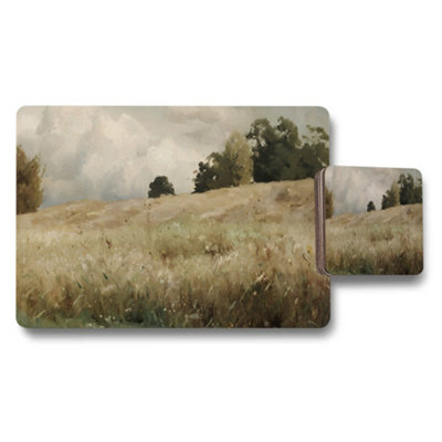 B&Q -  Artistic Field Meadow Landscape Placemat And Coaster Set