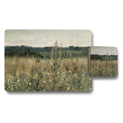B&Q -  Wildflower Field Placemat And Coaster Set With Landscape Artwork