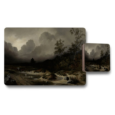 Benjamin Tate Design Romantic Landscape Placemats And Coaster Set With Stormy Sky Artwork from B&Q