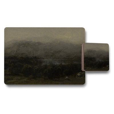 B&Q -  Moody Landscape Placemats And Coaster Set With Dark Artwork
