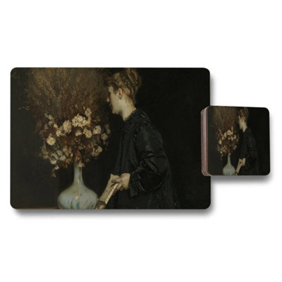 B&Q -  Fine Art Placemat And Coaster Set Featuring Classic Portrait Painting