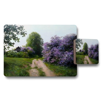 Benjamin Tate Design Scenic Lilac Garden Placemats And Coasters Set For Dining Table from B&Q