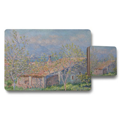 Benjamin Tate Design Impressionist Landscape Placemat And Coaster Set With Village Scene from B&Q