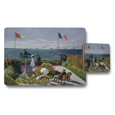 B&Q -  Seaside Garden Terrace Placemat Coaster Set With Ocean View