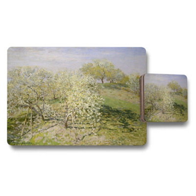 B&Q -  Spring Blossom Orchard Impressionist Placemats And Coasters Set