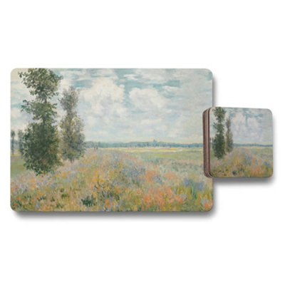 Benjamin Tate Design Impressionist Meadow Floral Placemats And Coasters Set