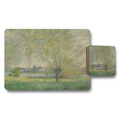 Benjamin Tate Design Impressionist Landscape Placemat Coaster Set With River View from B&Q
