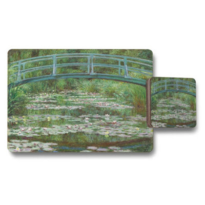 B&Q -  Water Lily Pond Impressionist Bridge Placemat And Coaster Set