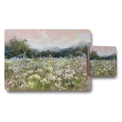 B&Q -  Spring Meadow Landscape Placemat And Coaster Set For Kitchen