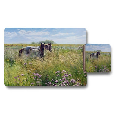 B&Q -  Horse In Meadow Placemat And Coaster Set For Dining Table