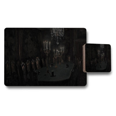 Benjamin Tate Design Gothic Dinner Placemats And Coasters Set With Candlelit Table Scene from B&Q