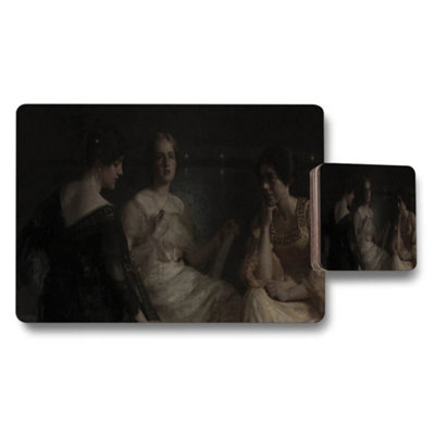 Benjamin Tate Design Vintage Portrait Placemats And Coaster Set For Dining Table from B&Q