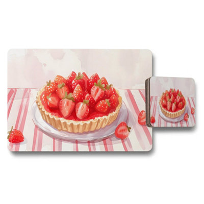 Benjamin Tate Design Strawberry Tart Placemats And Coasters Set For Dining Table Decor from B&Q