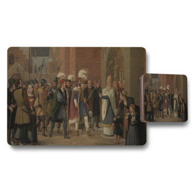 Benjamin Tate Design Historical Coronation Ceremony Placemats And Coaster Set from B&Q