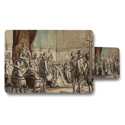 Benjamin Tate Design Vintage Placemats And Coasters Set With Historical Sketch Artwork from B&Q