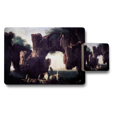 B&Q -  Placemat And Coaster Set With Scenic Rock Arch Landscape Artwork